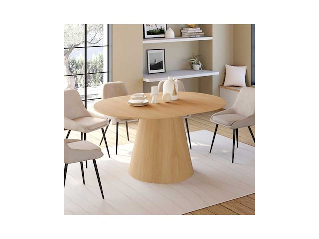Uitschuifbare ronde eettafel elvis-hout ø110-150cm - afbeelding 4 van  10