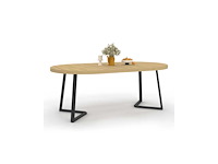 Uitschuifbare ronde eettafelhout en zwart ø110-200cm - afbeelding 2 van  10