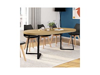 Uitschuifbare ronde eettafelhout en zwart ø110-200cm - afbeelding 3 van  10