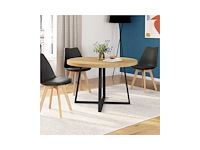 Uitschuifbare ronde eettafelhout en zwart ø110-200cm - afbeelding 4 van  10