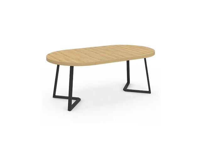 Uitschuifbare ronde eettafelhout en zwart ø110-200cm - afbeelding 5 van  10