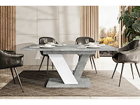 Uitschuifbare tafel - beton en wit - afbeelding 3 van  3