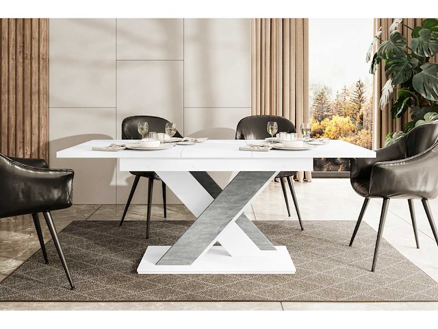 Uitschuifbare tafel - wit - beton - afbeelding 3 van  4