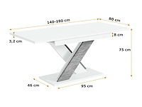 Uitschuifbare tafel - wit - beton - afbeelding 4 van  4