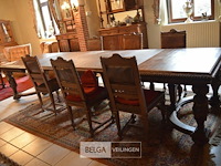 Uitschuifbare tafel met 6 tussenstukken, handgesneden houten kariatide, renaissance stijl ±380x170cm - afbeelding 1 van  7