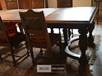 Uitschuifbare tafel met 6 tussenstukken, handgesneden houten kariatide, renaissance stijl ±380x170cm - afbeelding 2 van  7