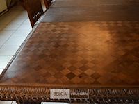 Uitschuifbare tafel met 6 tussenstukken, handgesneden houten kariatide, renaissance stijl ±380x170cm - afbeelding 3 van  7