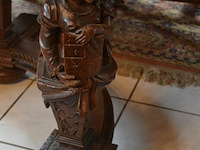 Uitschuifbare tafel met 6 tussenstukken, handgesneden houten kariatide, renaissance stijl ±380x170cm - afbeelding 4 van  7