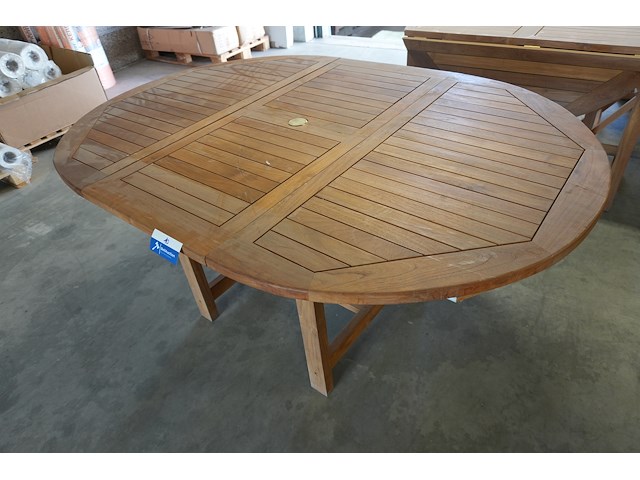Uitschuifbare teakhouten tafel, jeparas (gf029, 1 stuk) - afbeelding 1 van  7