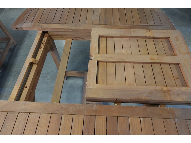 Uitschuifbare teakhouten tafel, jeparas (gf029, 1 stuk) - afbeelding 5 van  7