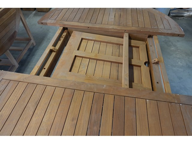 Uitschuifbare teakhouten tafel, jeparas (gf029, 1 stuk) - afbeelding 6 van  7