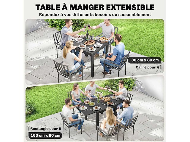 Uitschuifbare tuintafel buitentafel voor 4-6 personen met uitschuif - afbeelding 2 van  3