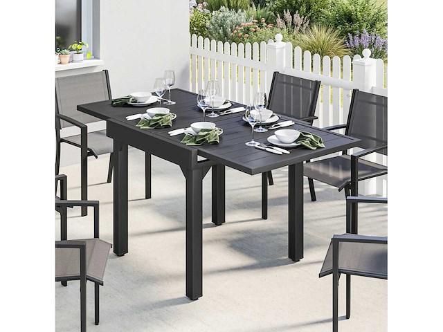 Uitschuifbare tuintafel voor 4 tot 6 personen, 160/80 x 80 x 75 cm - afbeelding 1 van  5