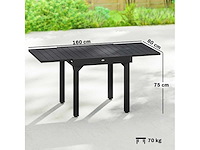Uitschuifbare tuintafel voor 4 tot 6 personen, 160/80 x 80 x 75 cm - afbeelding 3 van  5