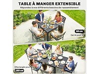 Uitschuifbare tuintafel voor 4 tot 6 personen, 160/80 x 80 x 75 cm - afbeelding 4 van  5