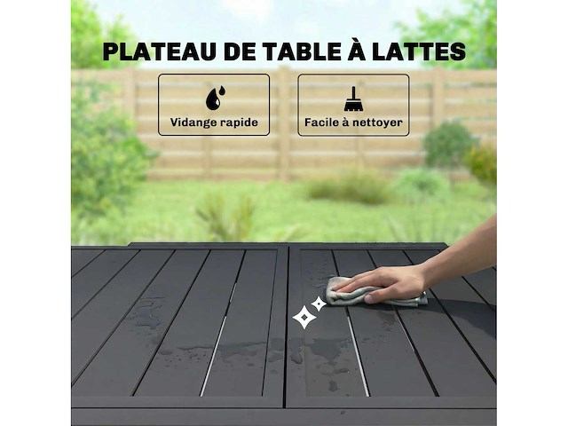 Uitschuifbare tuintafel voor 4 tot 6 personen, 160/80 x 80 x 75 cm - afbeelding 5 van  5
