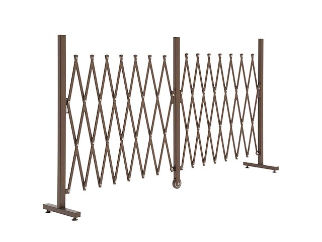 Uitschuifbare veiligheidsbarrière met castor 405l x 31l x 104h cm aluminium metaal chocolade - afbeelding 2 van  4
