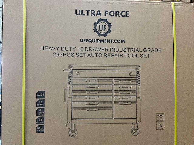 Ultra force equipment gereedschapswagen 12 laden 293 pcs gereedschap - heavy duty jumbo - afbeelding 25 van  32