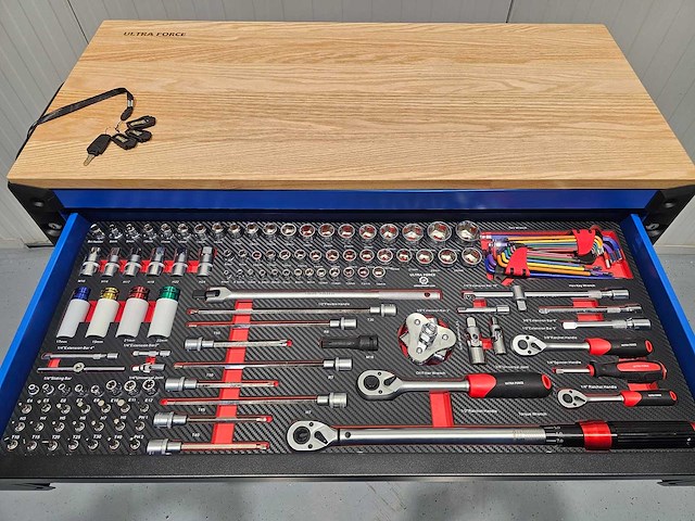 Ultra force equipment gereedschapswagen 12 laden 293 pcs gereedschap - heavy duty jumbo - afbeelding 29 van  32