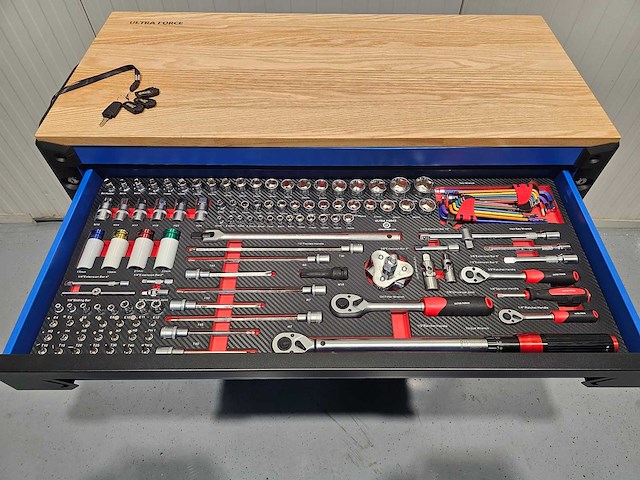 Ultra force equipment gereedschapswagen 12 laden 293 pcs gereedschap - heavy duty jumbo - afbeelding 32 van  32