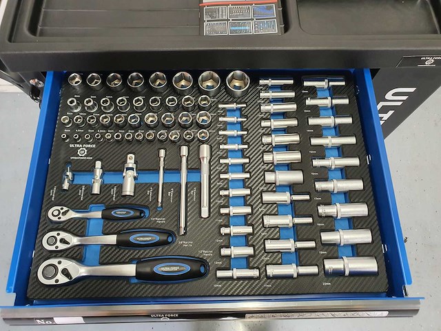 Ultra force equipment gereedschapswagen 7 laden 260 pcs gereedschap - 2 sleutels - afbeelding 16 van  18