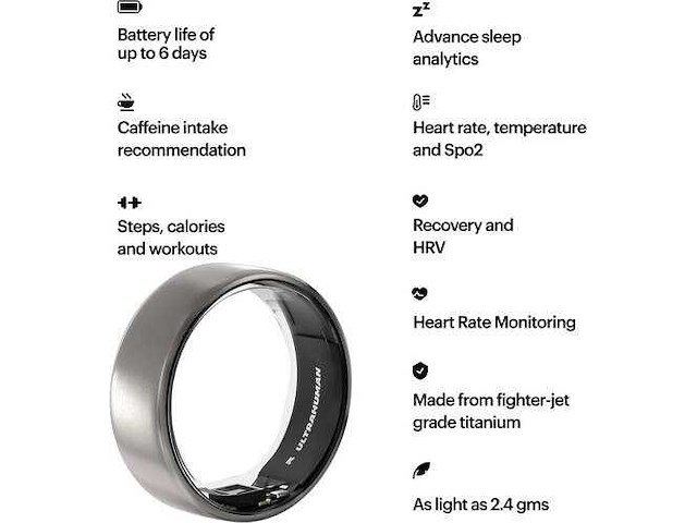 Ultrahuman air ring grootte 10 - connected ring, rauw titanium - afbeelding 7 van  9