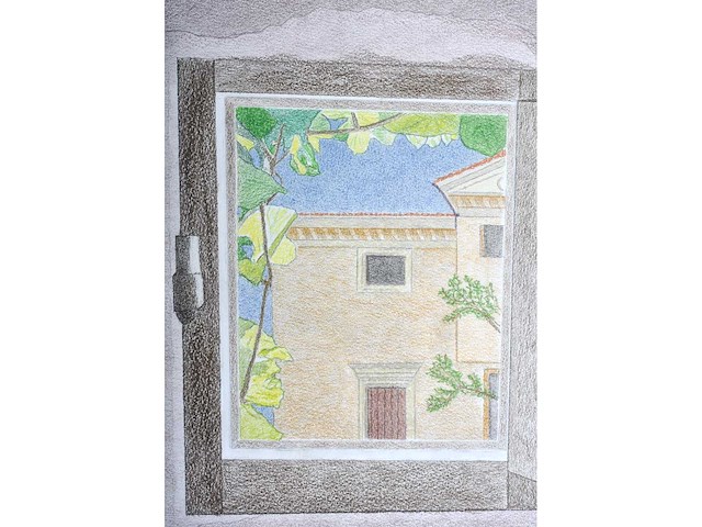 Umberto - naakt in badkamer - kleurpotloodtekening - 1995 - afbeelding 8 van  11