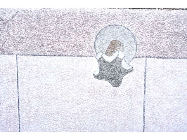 Umberto - naakt in badkamer - kleurpotloodtekening - 1995 - afbeelding 9 van  11