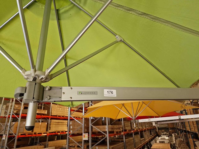 Umbrosa paraflex muurparasol classic met alu arm 185cm + parasol groen - afbeelding 3 van  4