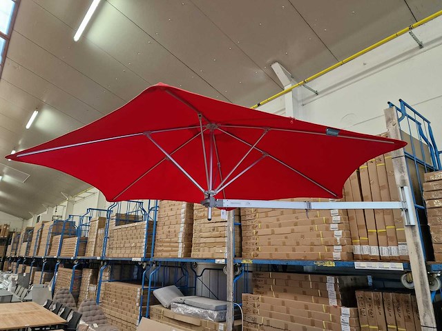 Umbrosa paraflex muurparasol classic met alu arm 185cm + parasol rood - afbeelding 1 van  5