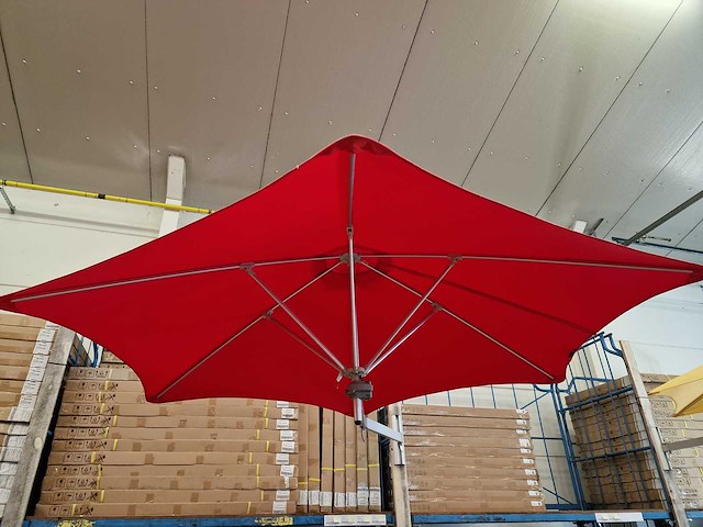 Umbrosa paraflex muurparasol classic met alu arm 185cm + parasol rood - afbeelding 2 van  5