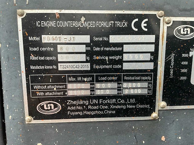 Un fd50t-jt vorkheftruck - afbeelding 16 van  28