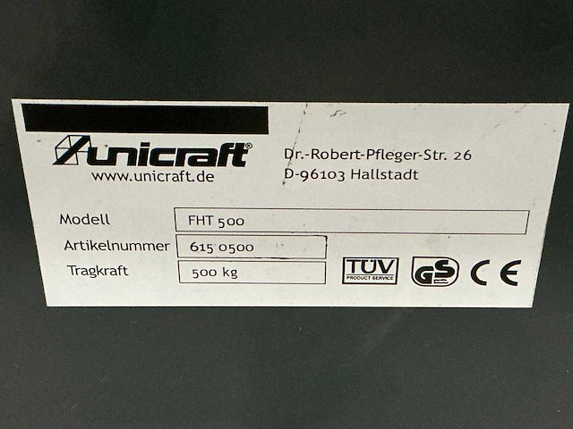 Unicraft fht500 hefplateau - afbeelding 3 van  3