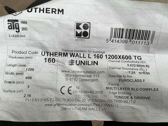 Unilin partij utherm wall tand&groef isolatie - afbeelding 3 van  3