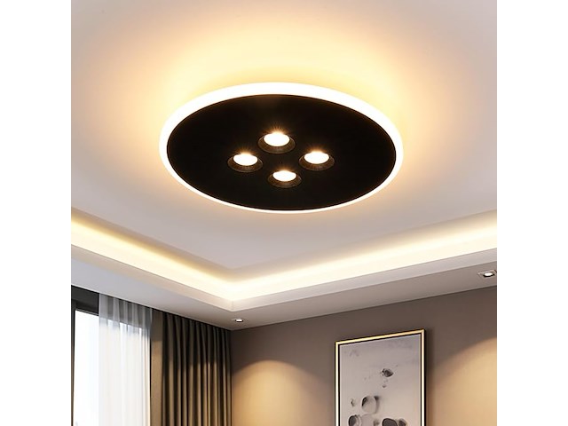 Uring led-plafondlamp 30cm zwart rond - afbeelding 1 van  6