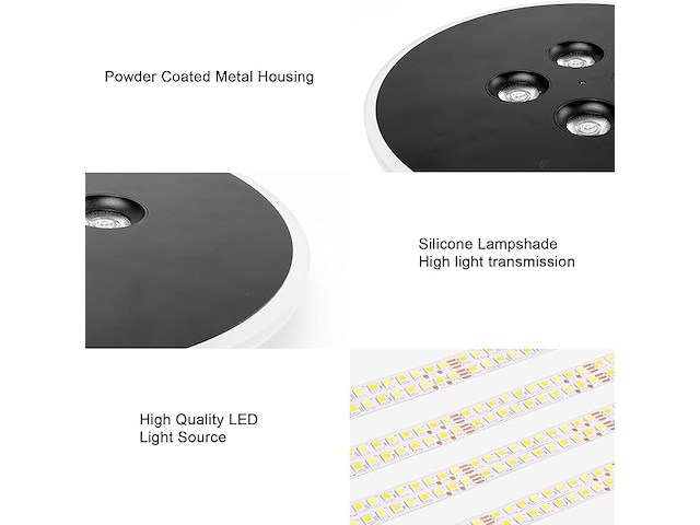 Uring led-plafondlamp 30cm zwart rond - afbeelding 2 van  6