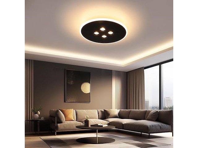 Uring led-plafondlamp 30cm zwart rond - afbeelding 4 van  6