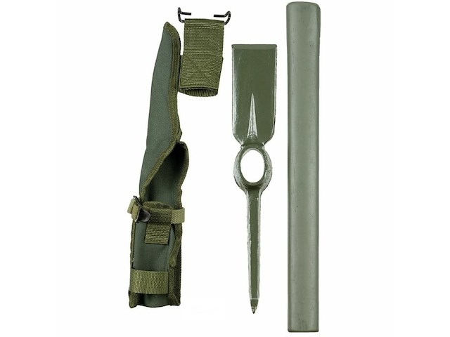 Us pikhouweel inklpabaar met houten steel en hoes legergroen - afbeelding 2 van  3