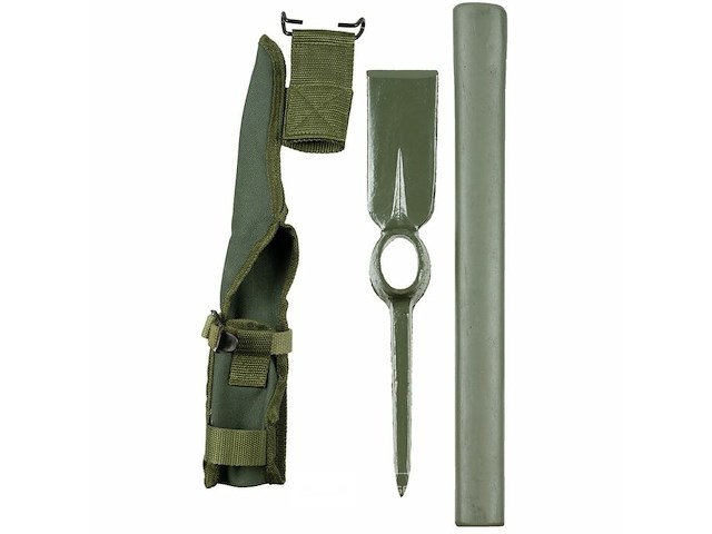 Us pikhouweel inklpabaar met houten steel en hoes legergroen - afbeelding 2 van  3