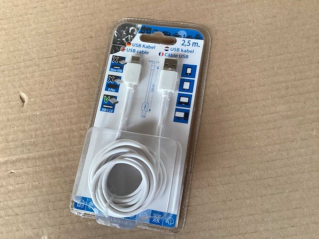 Usb kabel usb c 2,5 meter (144x) - afbeelding 1 van  4