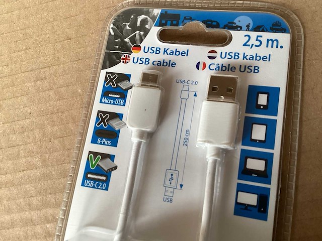 Usb kabel usb c 2,5 meter (96x) - afbeelding 2 van  4