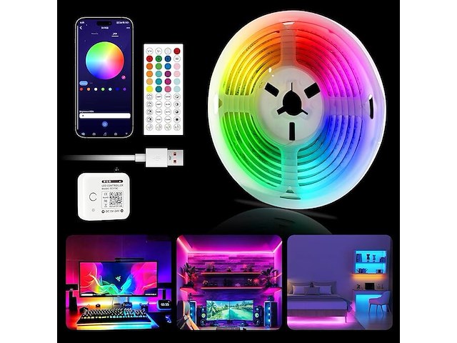 Usb led-strip cob rgb-strip 5 m - afbeelding 1 van  4