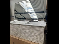 V24-120 – dubbele wastafel badkamerkast met led-spiegel badkamerkast met wastafel en spiegel - afbeelding 3 van  7