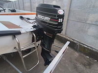 Vaarklare elan polyester speedboot van eind jaren 1980, lengte 4m, max 3 personen, 25pk 2-takt kortstaart buitenboordmotor van het merk mercury. de motor draait en koelt goed, onderhoud is aangewezen. snelheid met 3 personen: 30-40 km/h. - afbeelding 23 van  28