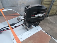Vaarklare elan polyester speedboot van eind jaren 1980, lengte 4m, max 3 personen, 25pk 2-takt kortstaart buitenboordmotor van het merk mercury. de motor draait en koelt goed, onderhoud is aangewezen. snelheid met 3 personen: 30-40 km/h. - afbeelding 25 van  28