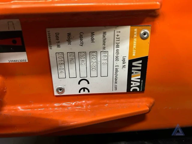 Vacuümheffer viavac gr2-250, hefcapaciteit 250 kg, eigen gewicht 60 kg, bouwjaar 2018 - afbeelding 4 van  4