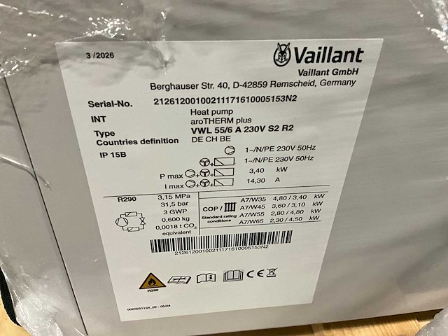 Vaillant arotherm plus vwl 55/6a warmtepomp - afbeelding 7 van  7