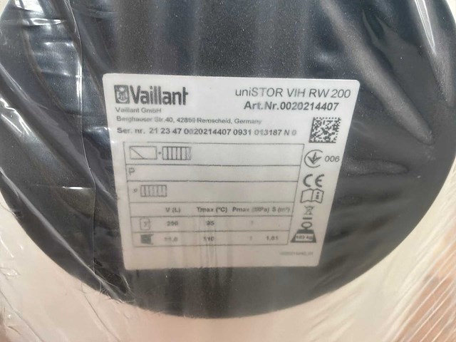 Vaillant unistore vih rw 200 warmwaterboiler voor combi warmtepompen - afbeelding 3 van  3