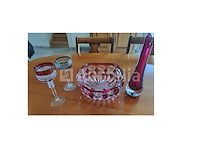 Val-saint-lambert kristallen fruitkom en vaas, 2 kristallen glasen