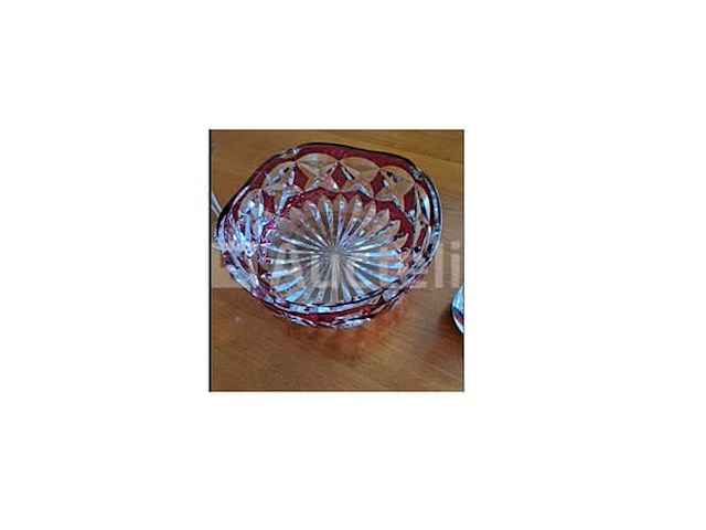 Val-saint-lambert kristallen fruitkom en vaas, 2 kristallen glasen - afbeelding 3 van  6